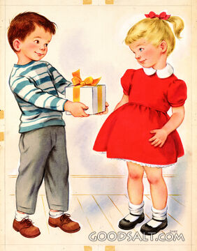 Giving Gift to Little Girl