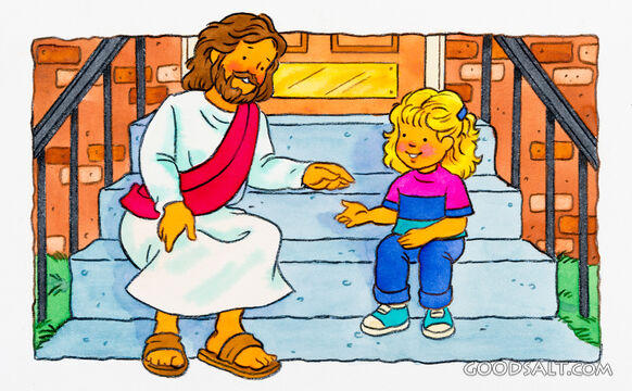 Jesus and Little Blonde Girl