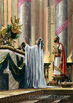 Jezebel Giving Homage to Golden Idols