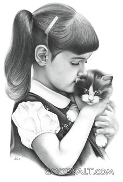 Little Girl and Kitten