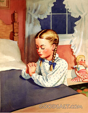 Little Girl Praying at Bedside