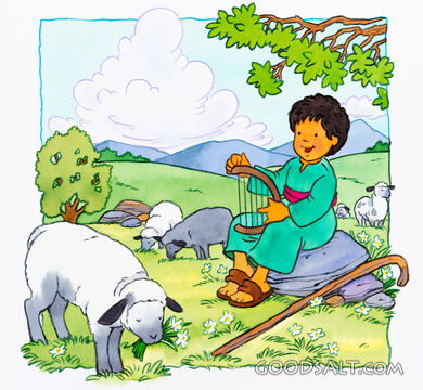 Little Shepherd Boy, David Playing His Harp