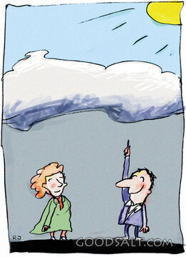 Man and Woman Standing under Cloud