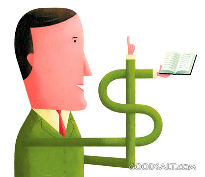Man Reading With Dollar Sign