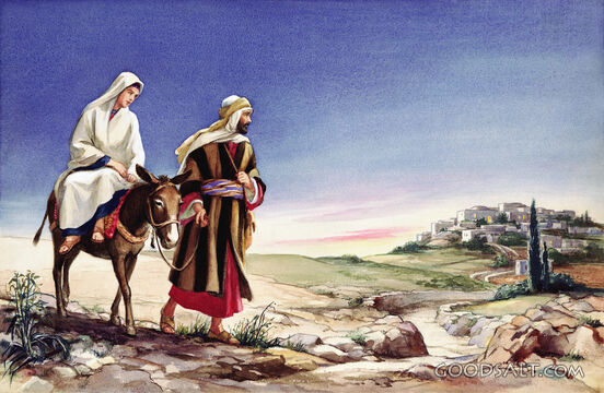 Mary and Joseph on Way to Bethlehem