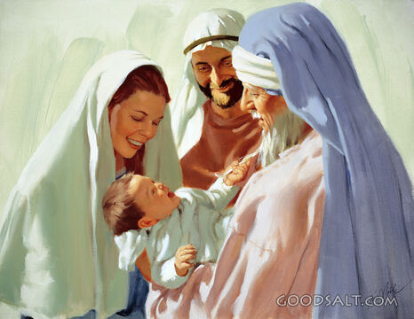 Mary and Joseph with Simeon Holding Jesus