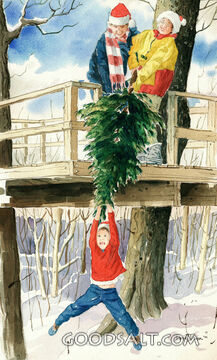 Playing in a Tree House on a Winter's Day