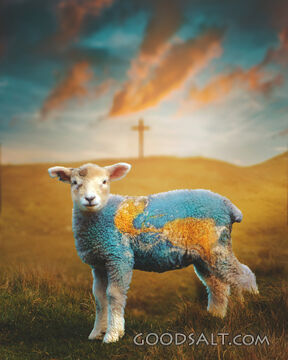 Sheep with World and Cross