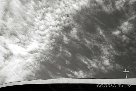 Small Cross Large Sky Black and White