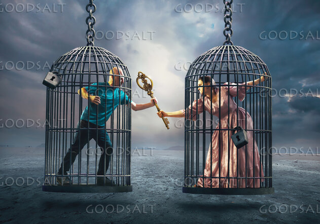 Man and women fighting