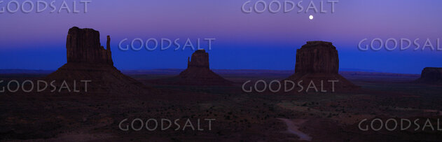 ARIZONA. Monument Valley. Panorama of full moon rising over 