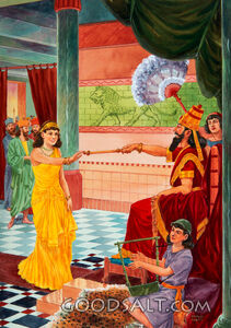 King Xerxes Holds Out Golden Scepter