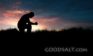 Man Praying at Sunset