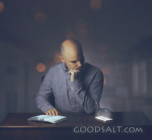 Man Reading Bible and Distracted