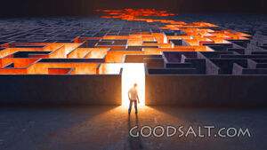 Maze with lighted pathway